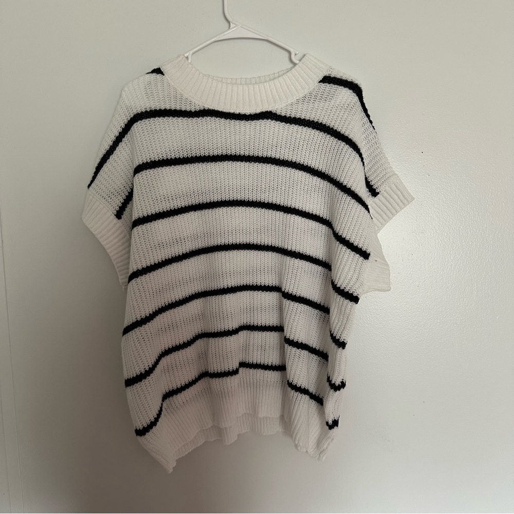 Striped Knit Poncho Sweater